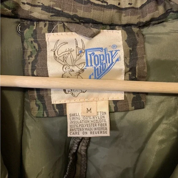 Vtg 80’s Trophy club Duck hunting coveralls overalls Sz M hooded - Picture 2 of 10